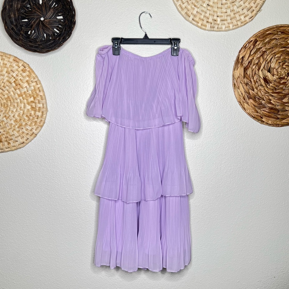 Women's Casual Off The Shoulder Sleeveless Tiered Ruffle Pleated Short Dress